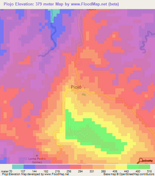 Piojo,Colombia Elevation Map