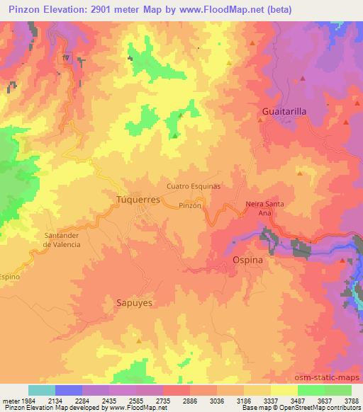 Pinzon,Colombia Elevation Map