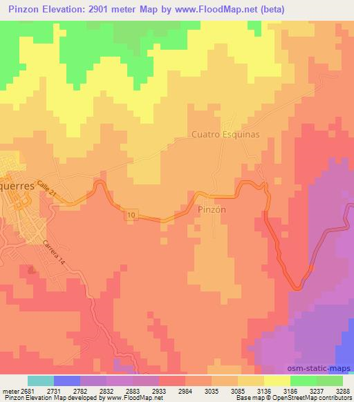 Pinzon,Colombia Elevation Map