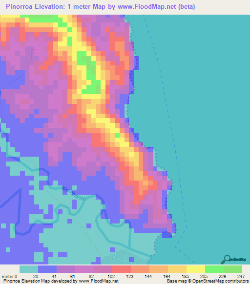 Pinorroa,Colombia Elevation Map