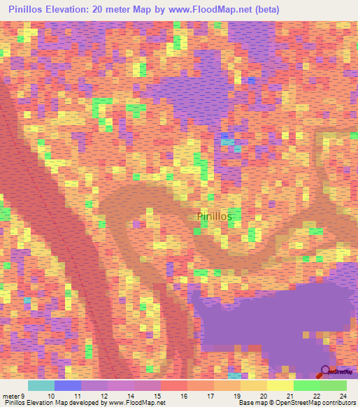 Pinillos,Colombia Elevation Map