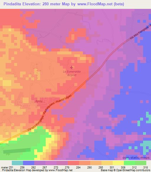 Pindadita,Colombia Elevation Map