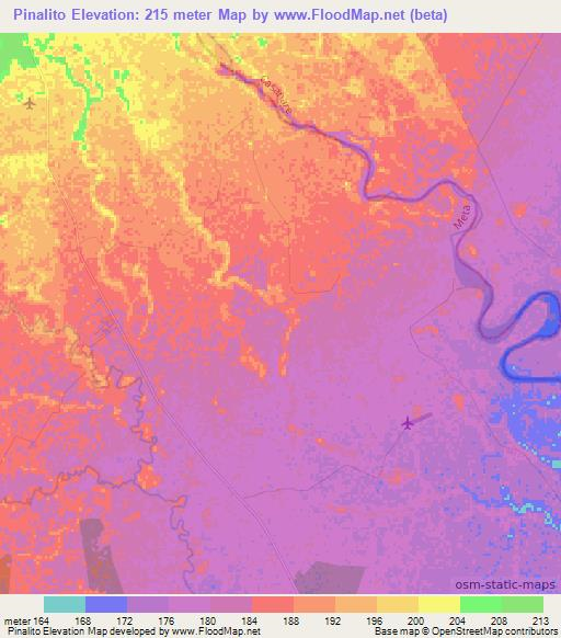 Pinalito,Colombia Elevation Map