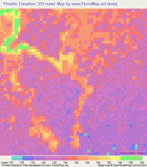 Pinalito,Colombia Elevation Map