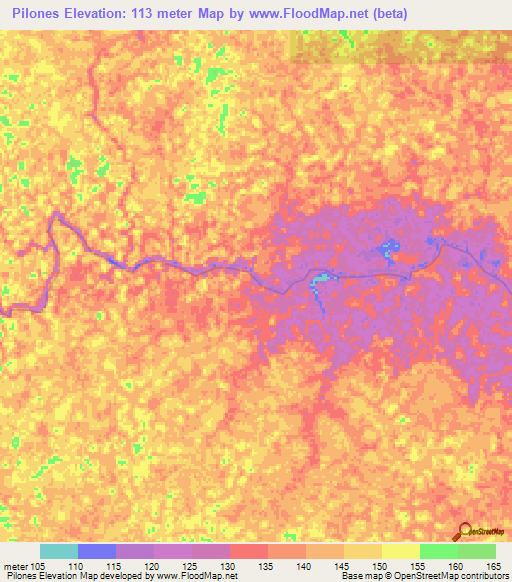 Pilones,Colombia Elevation Map