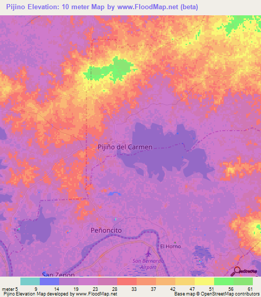 Pijino,Colombia Elevation Map