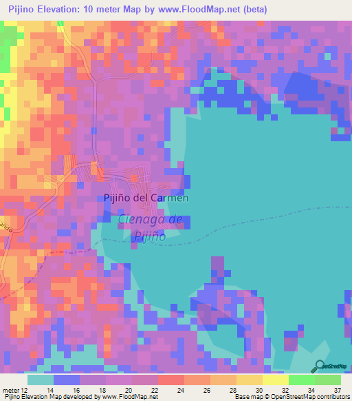 Pijino,Colombia Elevation Map