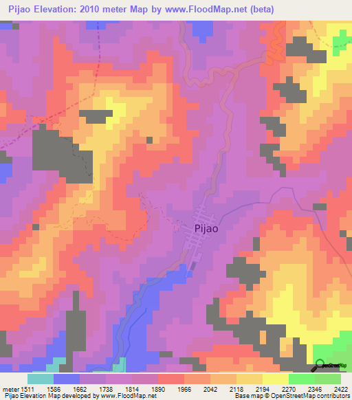 Pijao,Colombia Elevation Map