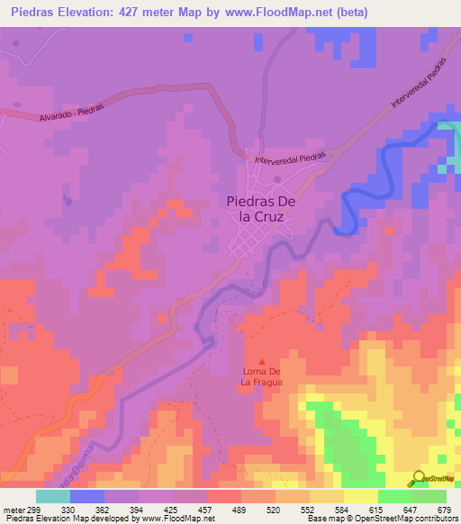 Piedras,Colombia Elevation Map