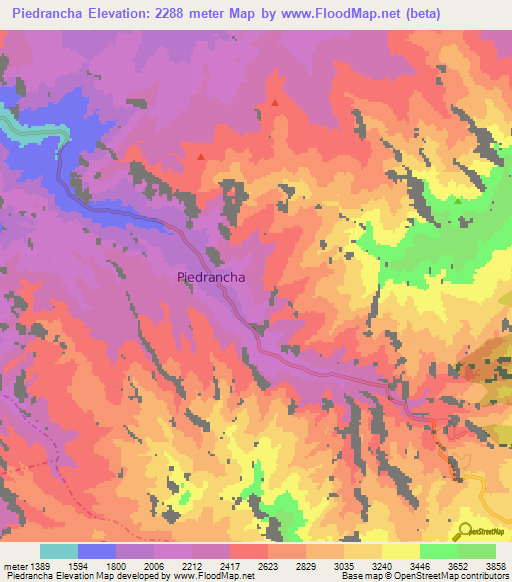 Piedrancha,Colombia Elevation Map