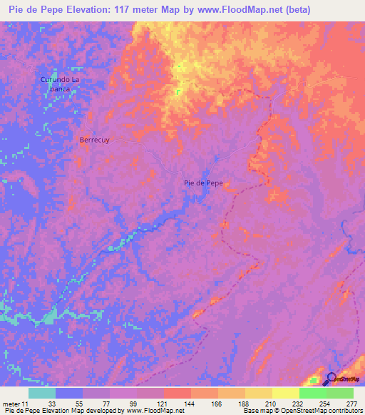 Pie de Pepe,Colombia Elevation Map