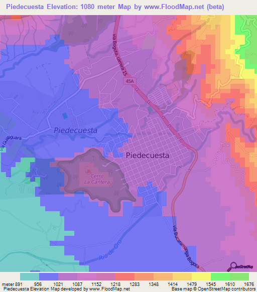 Piedecuesta,Colombia Elevation Map