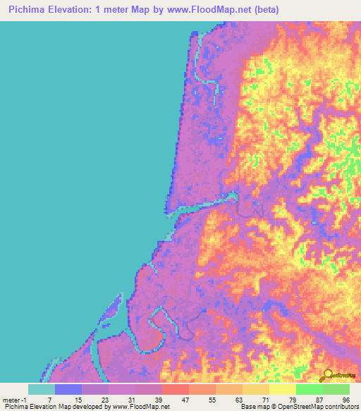 Pichima,Colombia Elevation Map