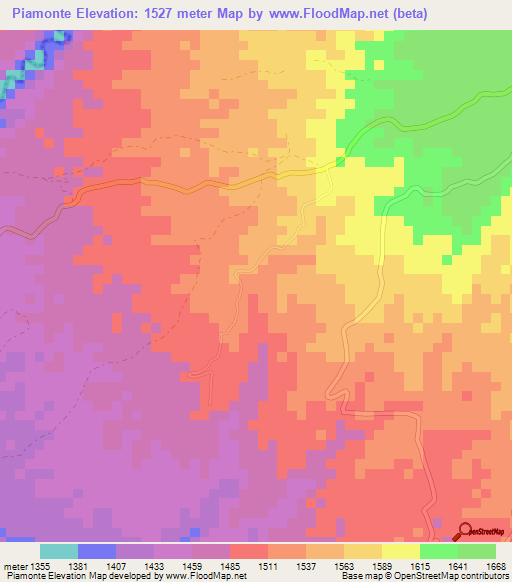 Piamonte,Colombia Elevation Map