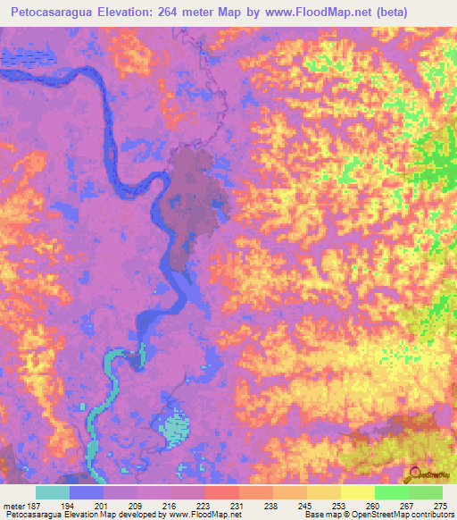 Petocasaragua,Colombia Elevation Map