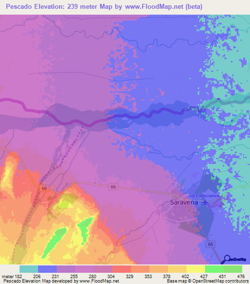 Pescado,Colombia Elevation Map