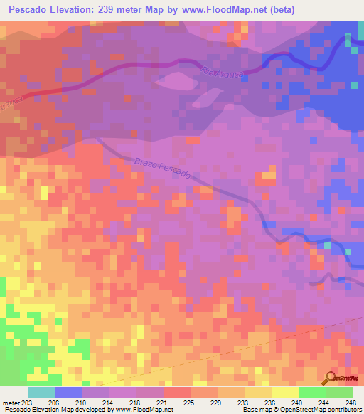 Pescado,Colombia Elevation Map