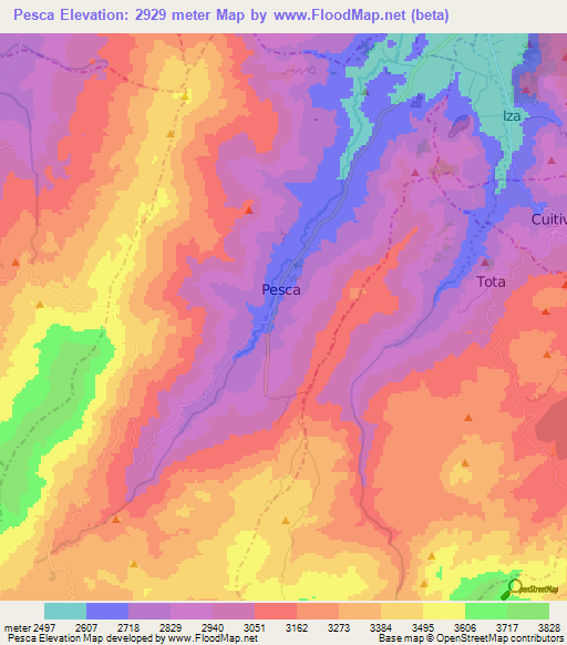 Pesca,Colombia Elevation Map