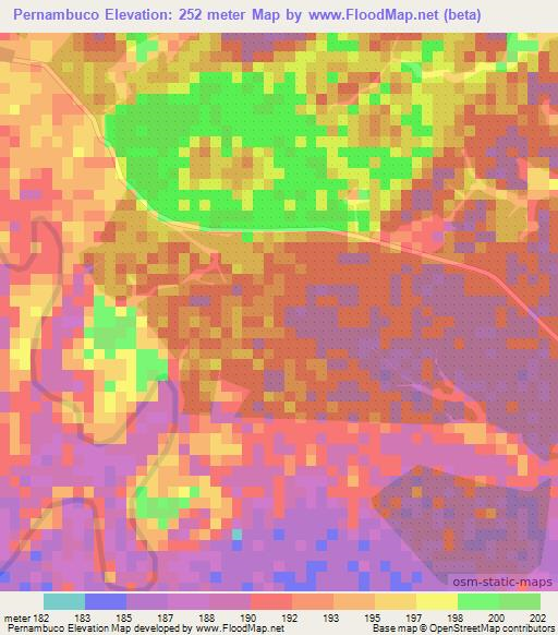 Pernambuco,Colombia Elevation Map