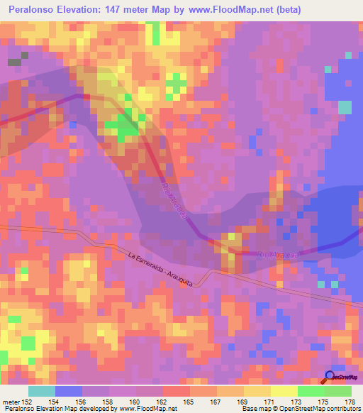 Peralonso,Colombia Elevation Map