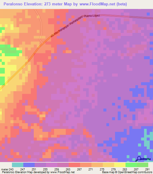 Peralonso,Colombia Elevation Map