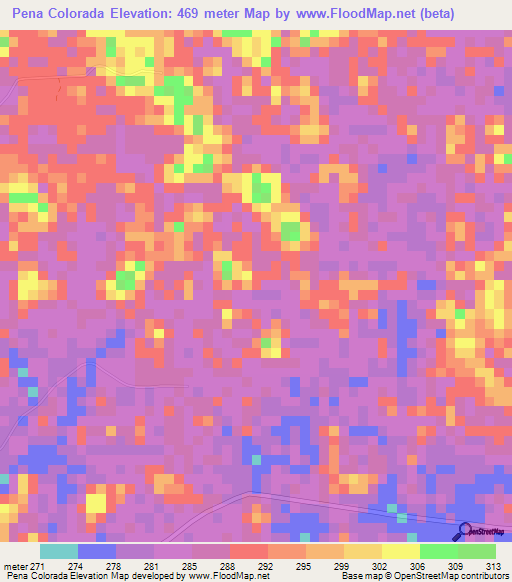 Pena Colorada,Colombia Elevation Map