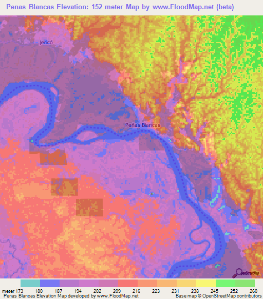 Penas Blancas,Colombia Elevation Map