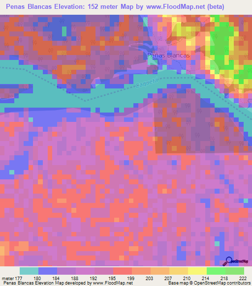 Penas Blancas,Colombia Elevation Map