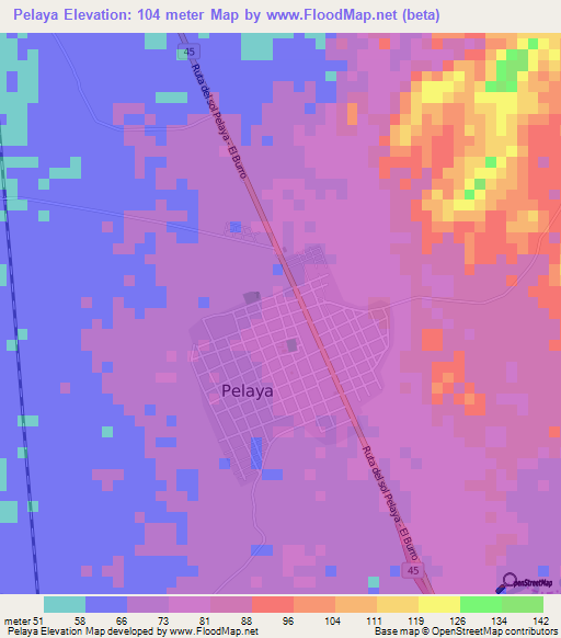 Pelaya,Colombia Elevation Map