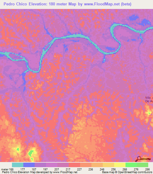 Pedro Chico,Colombia Elevation Map