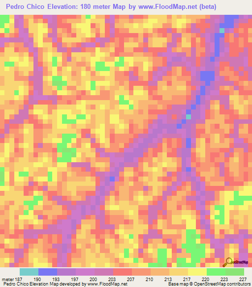 Pedro Chico,Colombia Elevation Map