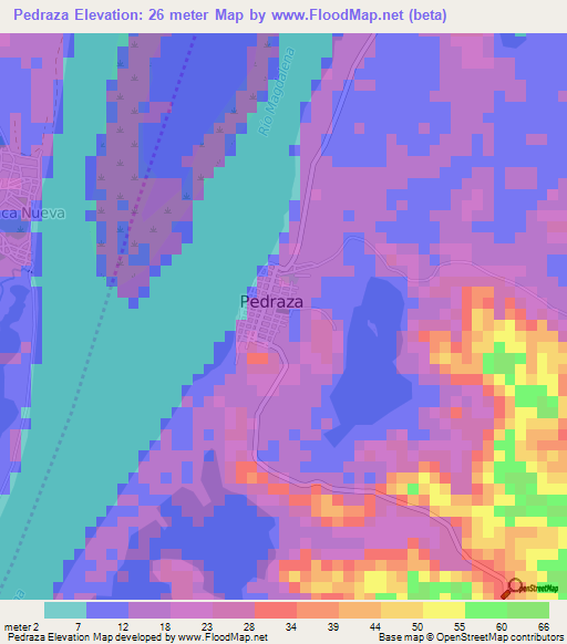 Pedraza,Colombia Elevation Map