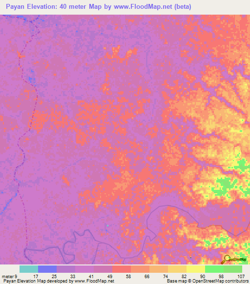 Payan,Colombia Elevation Map