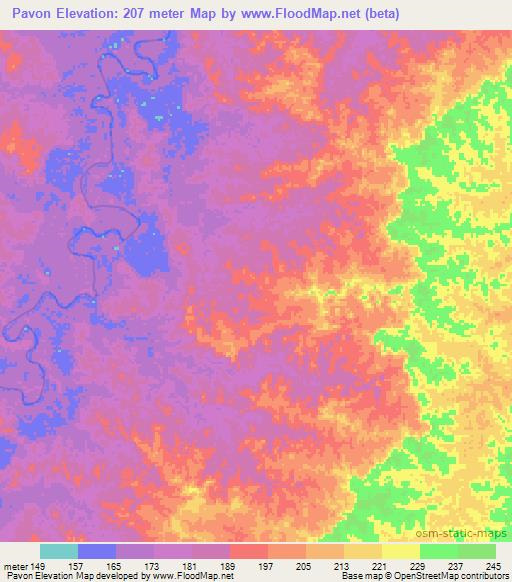 Pavon,Colombia Elevation Map