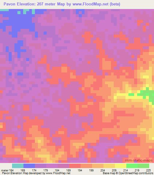 Pavon,Colombia Elevation Map