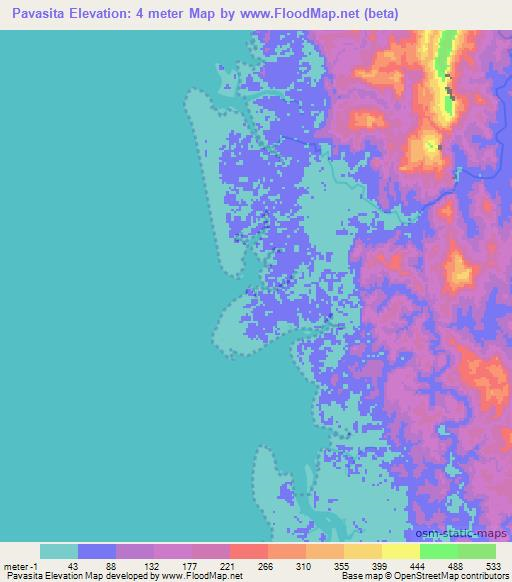 Pavasita,Colombia Elevation Map