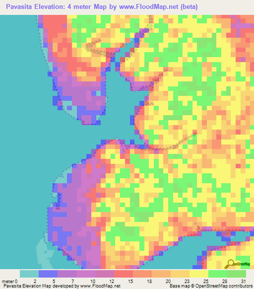 Pavasita,Colombia Elevation Map