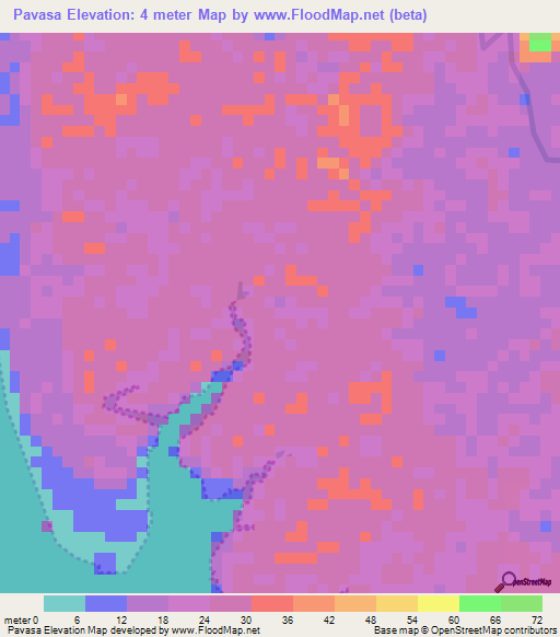 Pavasa,Colombia Elevation Map