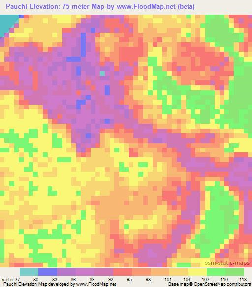 Pauchi,Colombia Elevation Map