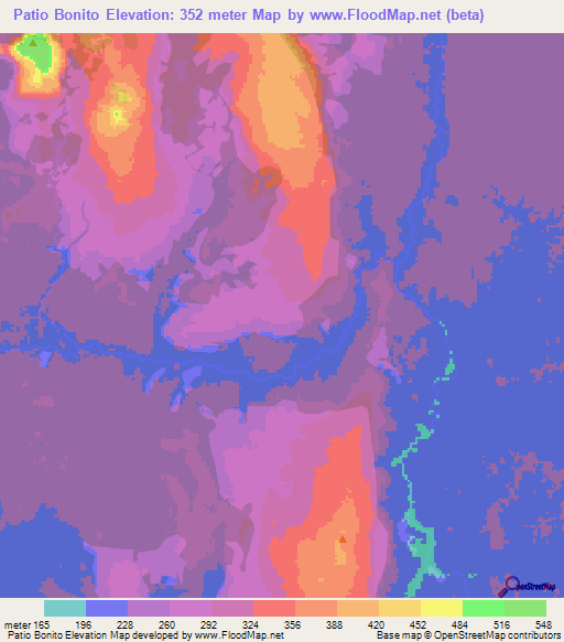 Patio Bonito,Colombia Elevation Map