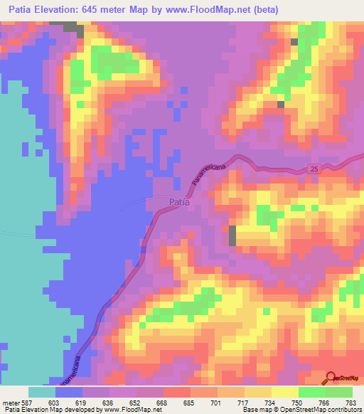 Patia,Colombia Elevation Map