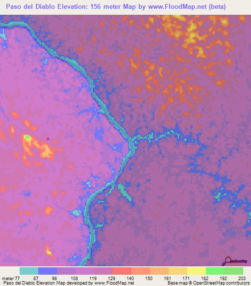 Paso del Diablo,Colombia Elevation Map