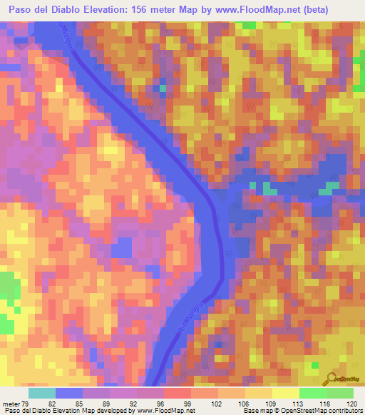 Paso del Diablo,Colombia Elevation Map