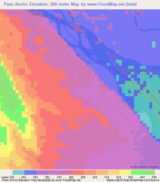 Paso Ancho,Colombia Elevation Map