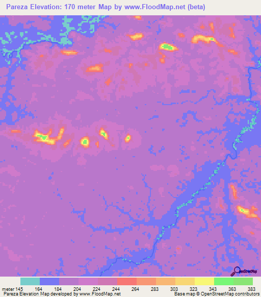 Pareza,Colombia Elevation Map