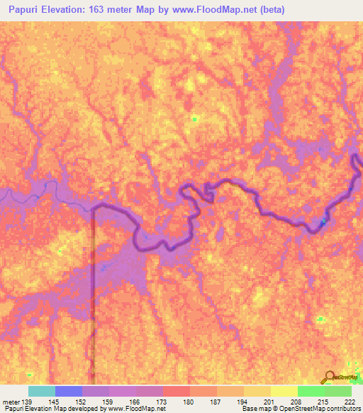 Papuri,Colombia Elevation Map