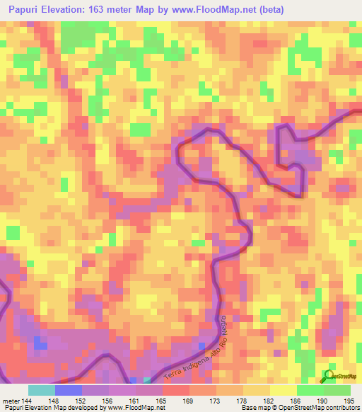 Papuri,Colombia Elevation Map