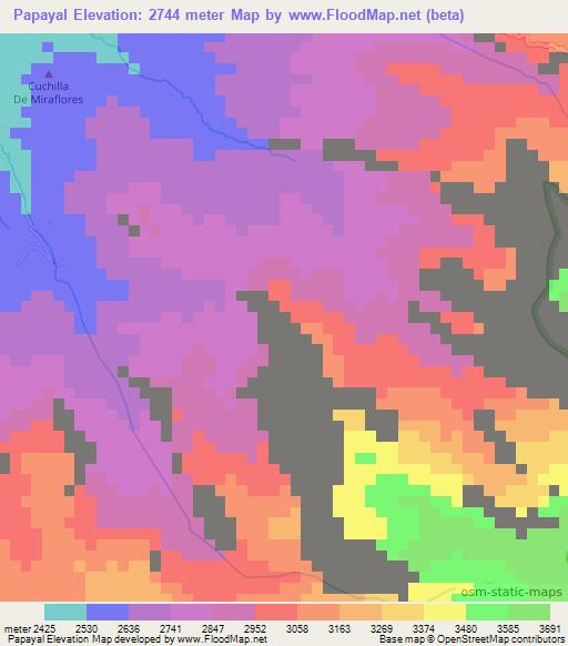 Papayal,Colombia Elevation Map