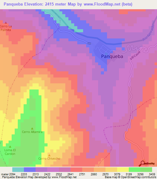 Panqueba,Colombia Elevation Map