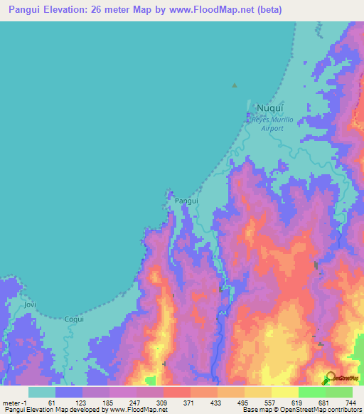 Pangui,Colombia Elevation Map